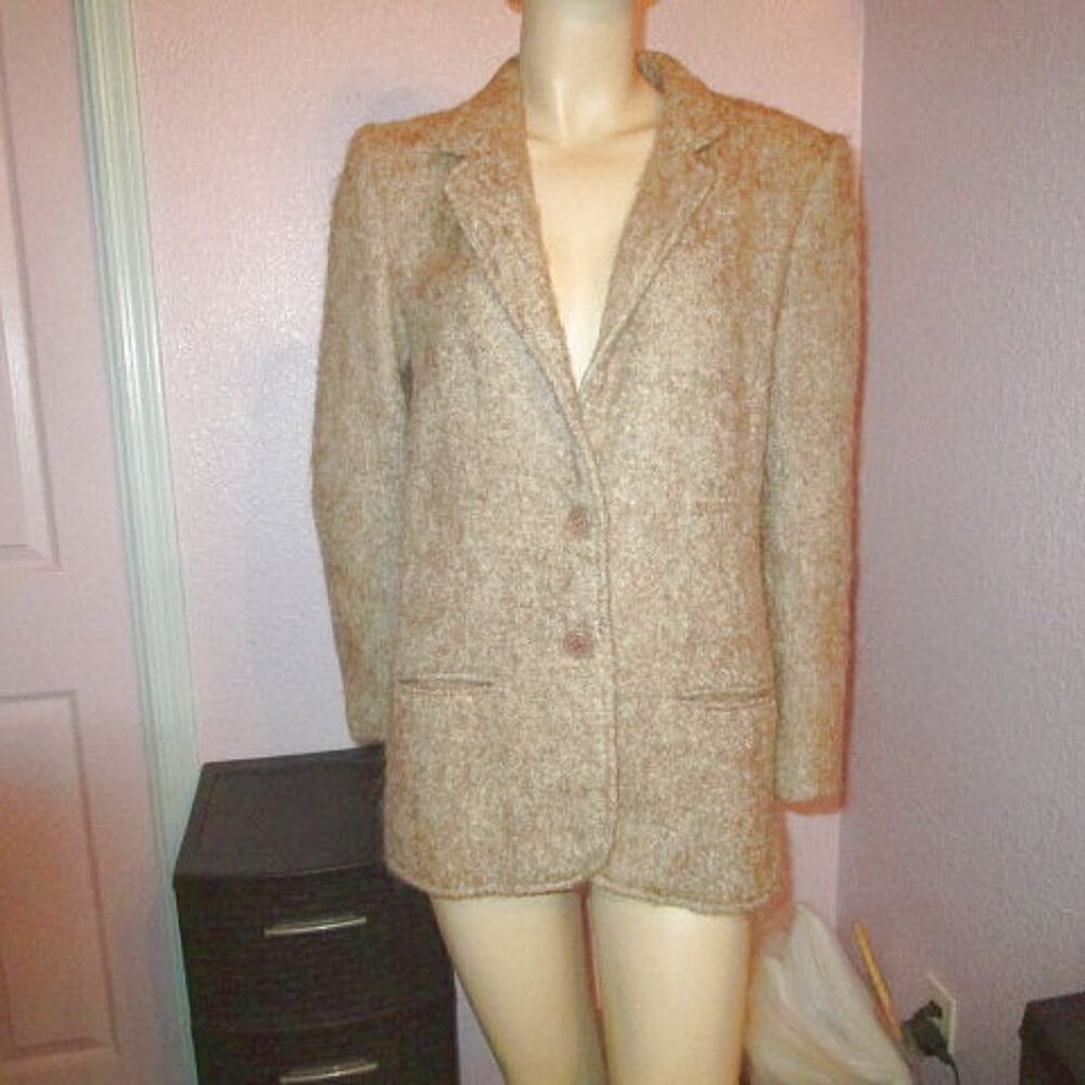 Vtg Helene Sidel Jacket Blazer Womens Size 12 Wool Union Label Old Money Neutral